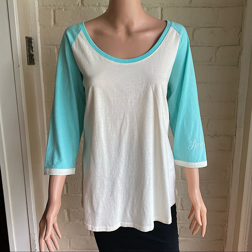Lauren James new with tags size XL cream and light blue colored long sleeve top
